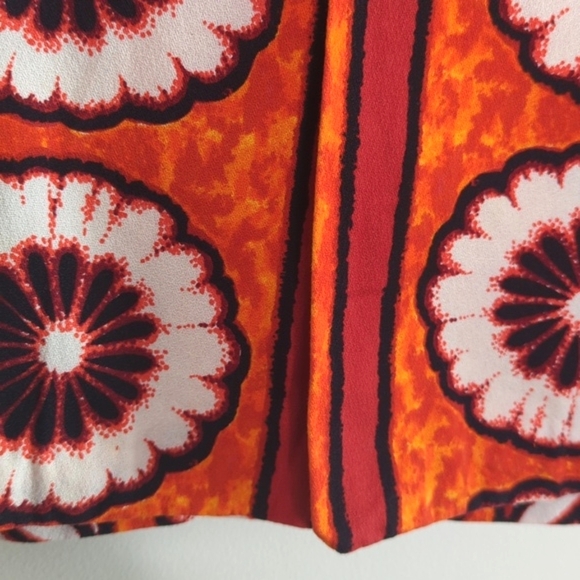 Vintage 60s Ui-Maikai Hawaiian Shirt Hibiscus Vibrant Orange Red Men's M - Picture 10 of 11
